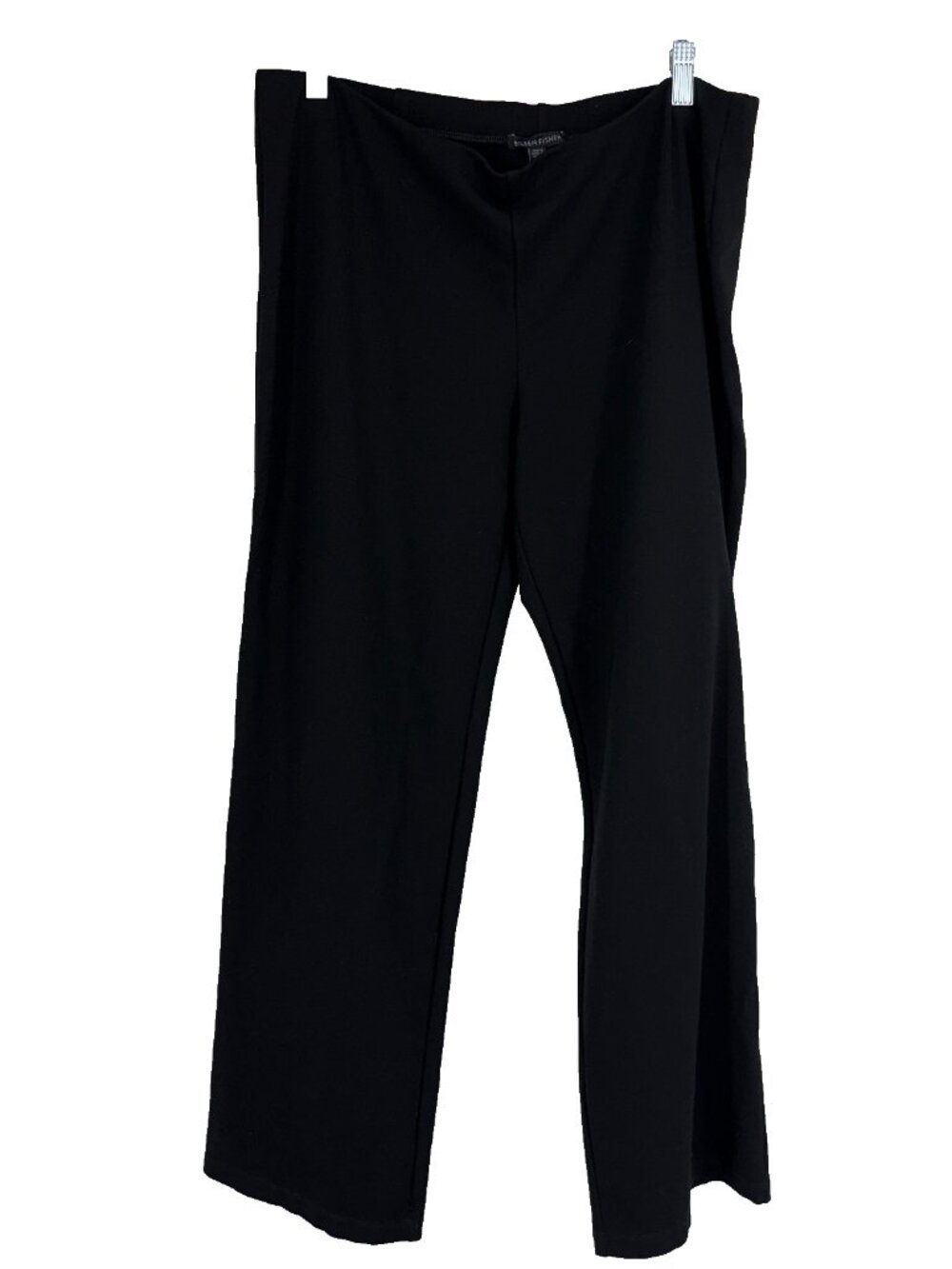 Eileen Fisher Women L Wide Leg Pant Pull On Black Minimalist Closet Staple